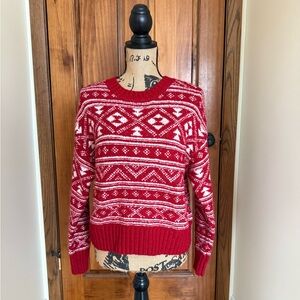 Women’s S, American Eagle, Red & White Cropped Sweater